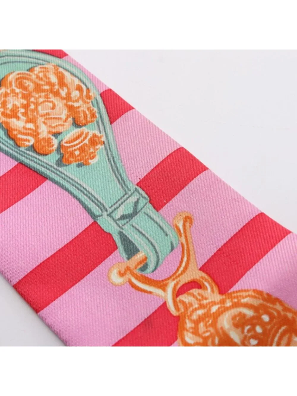 Hermes Scarf Twilly Brides de Gala Bayadere Ribbon Pink Silk